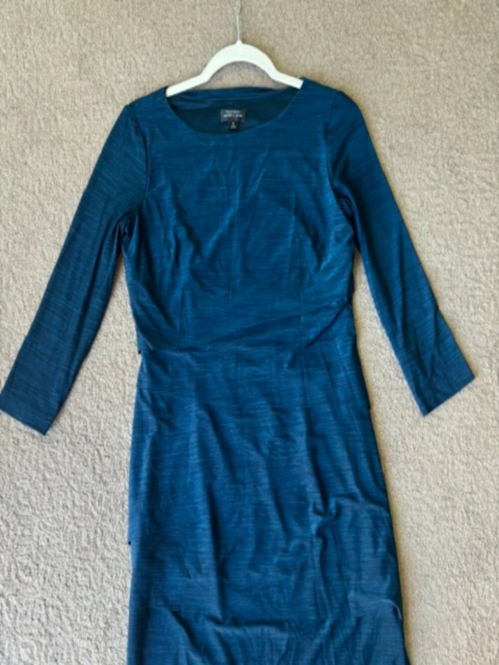 Tahari Arthur S. Levine Teal Green 3/4 Sleeve Tiered Dress Sz 6